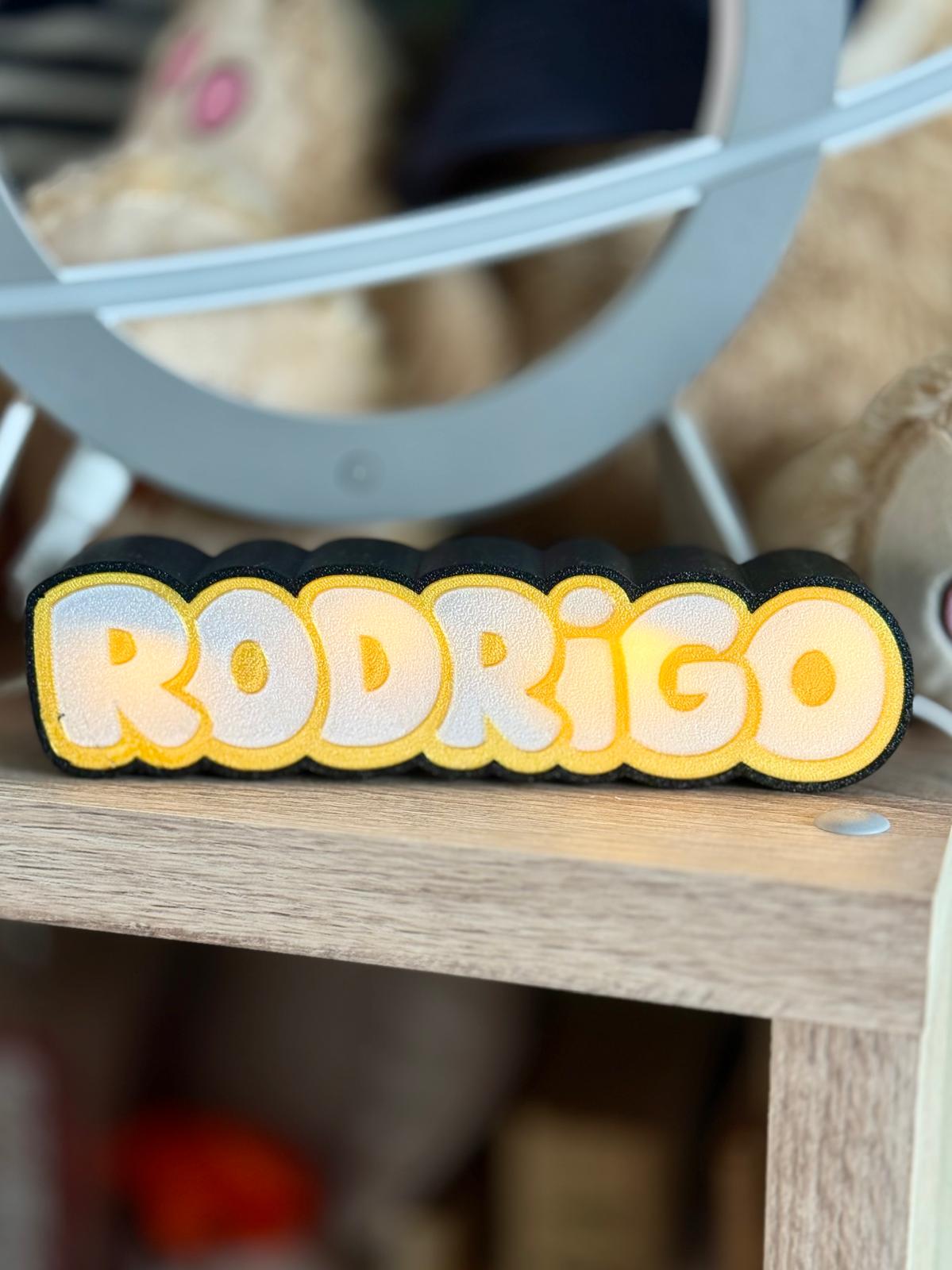 Personalised 3D printed name sign in gold silk PLA, made in Galway Ireland