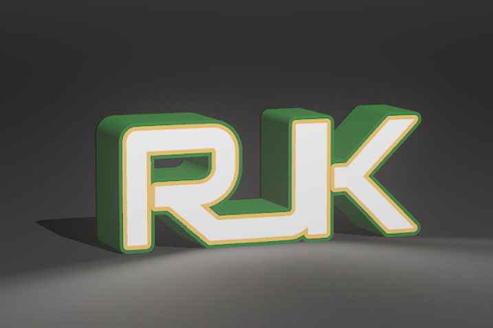 Custom RGB LED initials light shown with multiple colour options