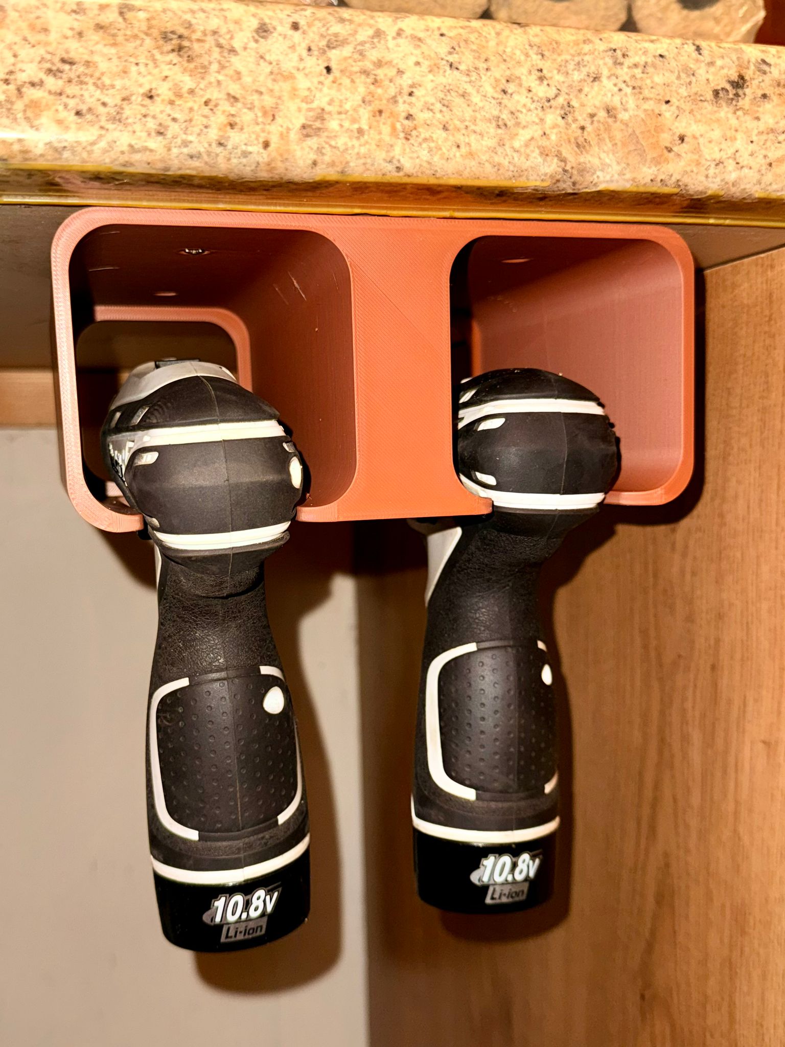 3D printed wall-mount cordless tool storage